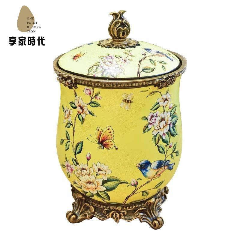 現貨減免！垃圾桶 垃圾箱 智慧垃圾箱 客廳垃圾桶落地擺件復古收納桶帶蓋紙簍裝飾美式歐式喬遷新居禮品