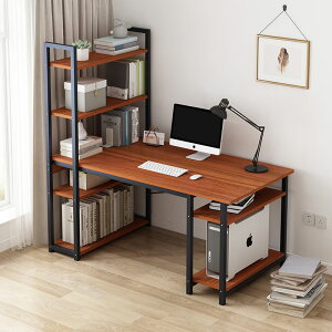 電腦桌臺式書架一體家用臥室置物架寫字桌子簡約租房辦公桌椅組合