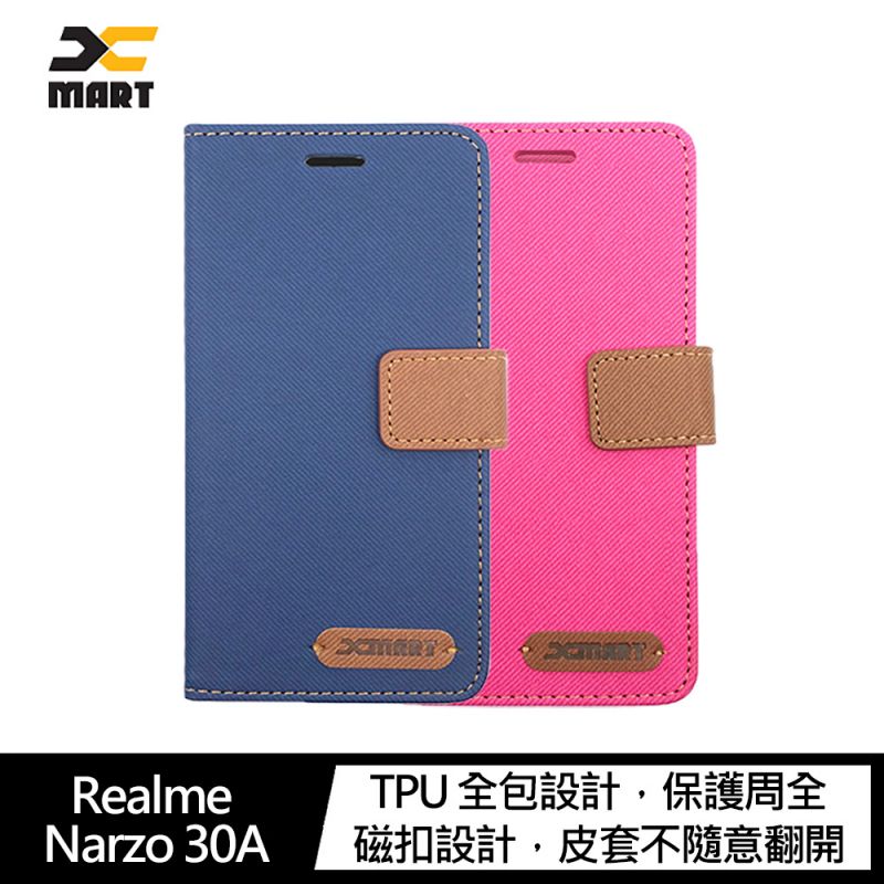 XMART Realme Narzo 30A 斜紋休閒皮套