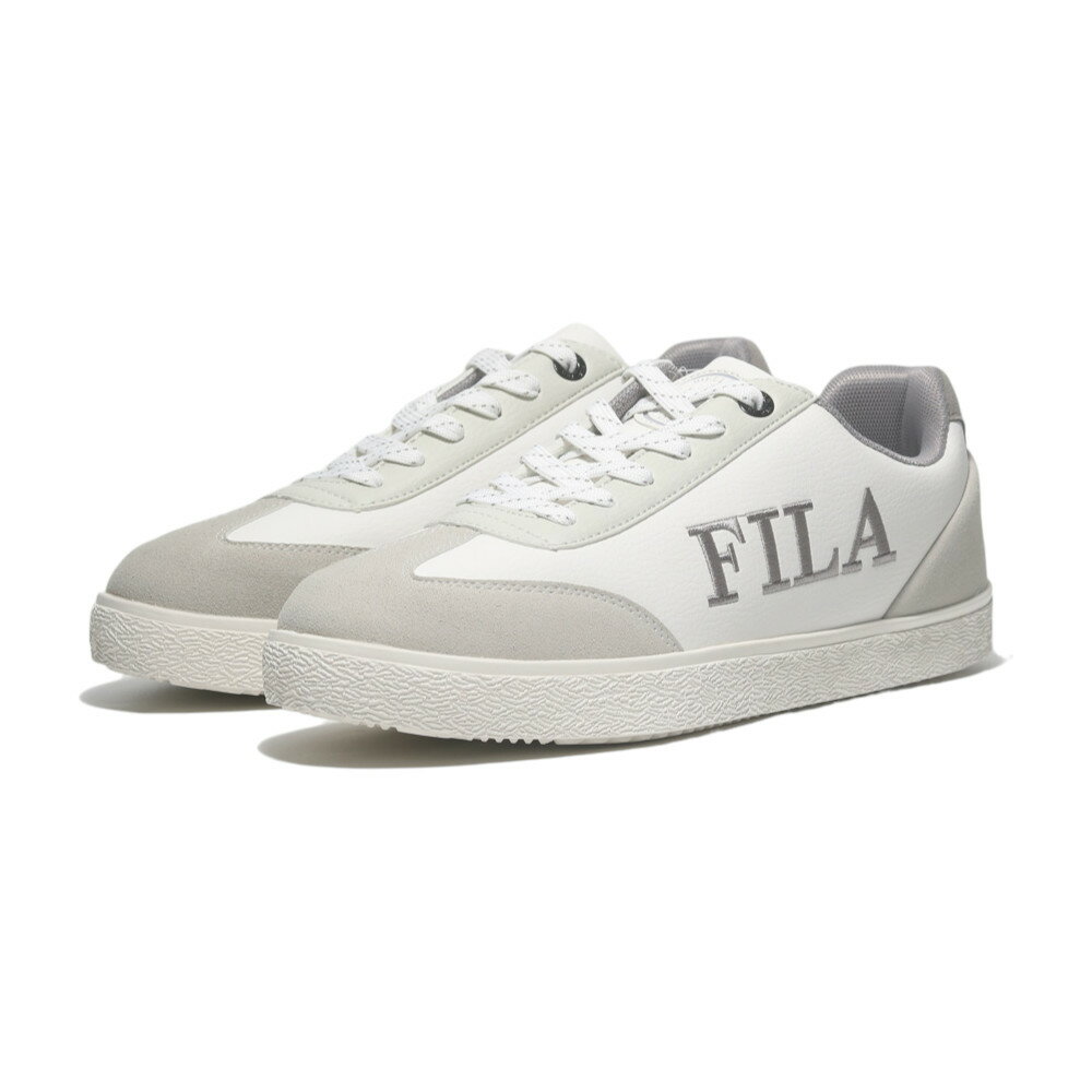 【滿千折百】FILA 休閒鞋 EMBLEM 米白灰 復古 皮革 男 1C942Y144