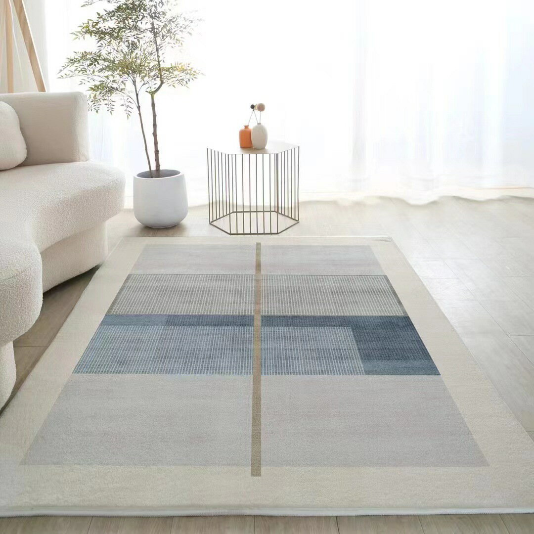 【優選百貨】現代北歐簡約輕奢幾何抽象ins客廳地毯地墊加厚仿羊絨茶幾床邊毯