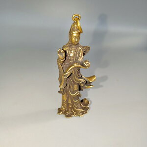 純銅實心袖珍西方三圣阿彌陀佛擺件實心如意觀音銅雕佛像口袋佛迷