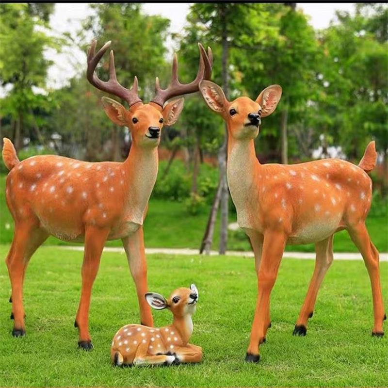戶外仿真小鹿室外工藝品動物擺件花園小品裝飾公園景觀雕塑梅花鹿