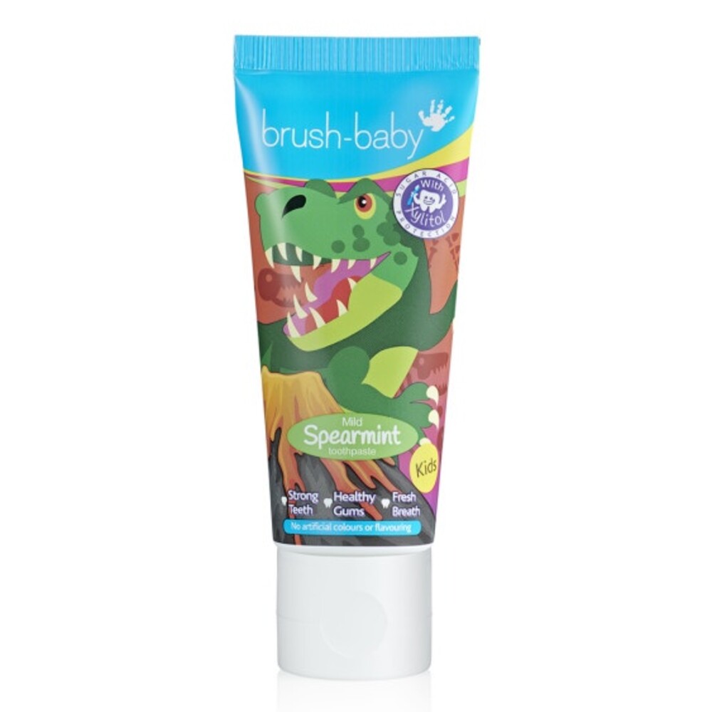 【牙齒寶寶】英國brush-baby恐龍木糖醇牙膏(天然薄荷/50ml)