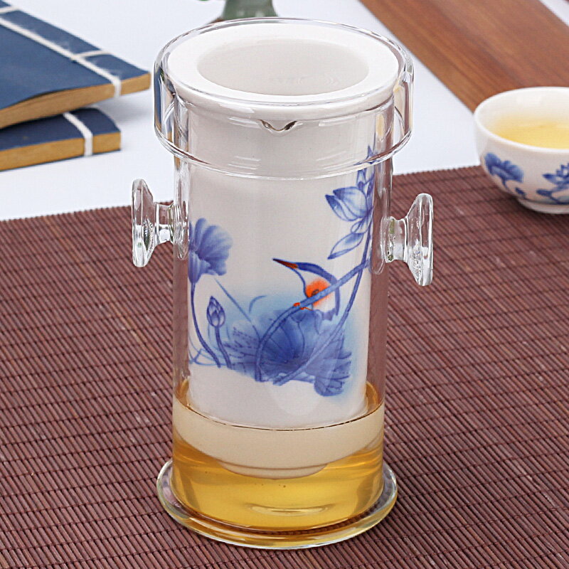 飄逸玻璃茶杯套裝紅茶茶具陶瓷泡茶壺家用過濾雙耳沖茶器花茶耐熱