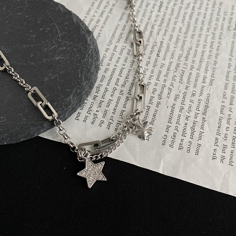 年新款星星項鏈女夏復古冷淡風鎖骨鏈個性嘻哈衛衣鏈短款頸鏈 3