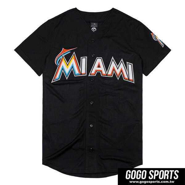 【滿2件再95折】【毒】MLB MIA 邁阿密馬林魚 經典款 LOGO 黑色 棒球球衣