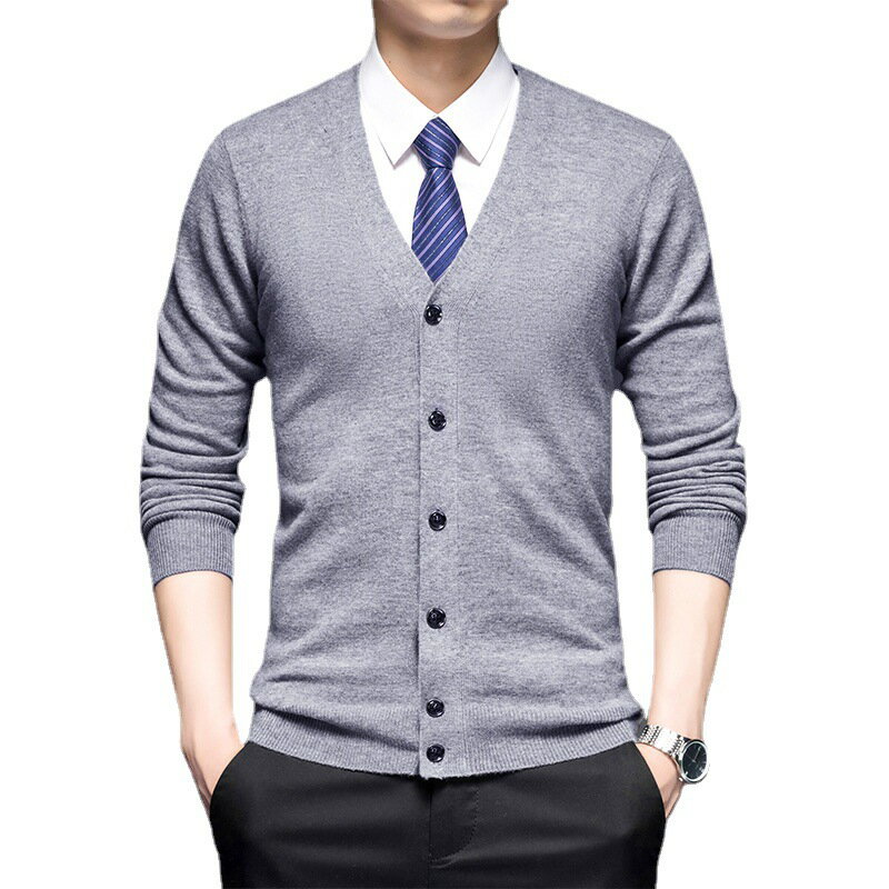 現貨+預購 100%羊毛衣針織外套-經典純色V領簡約防寒保暖男外套6色74dp9【獨家進口】【米蘭精品】