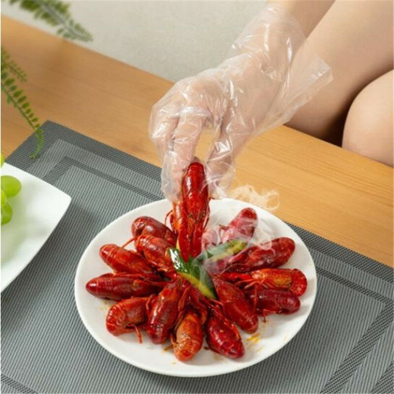 防護加厚一次性手套餐飲手膜食品吃龍蝦透明塑料PE薄膜手套
