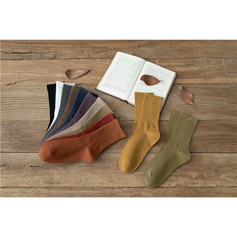 現貨! 秋冬日系中筒襪 純色休閒襪 長筒襪 3