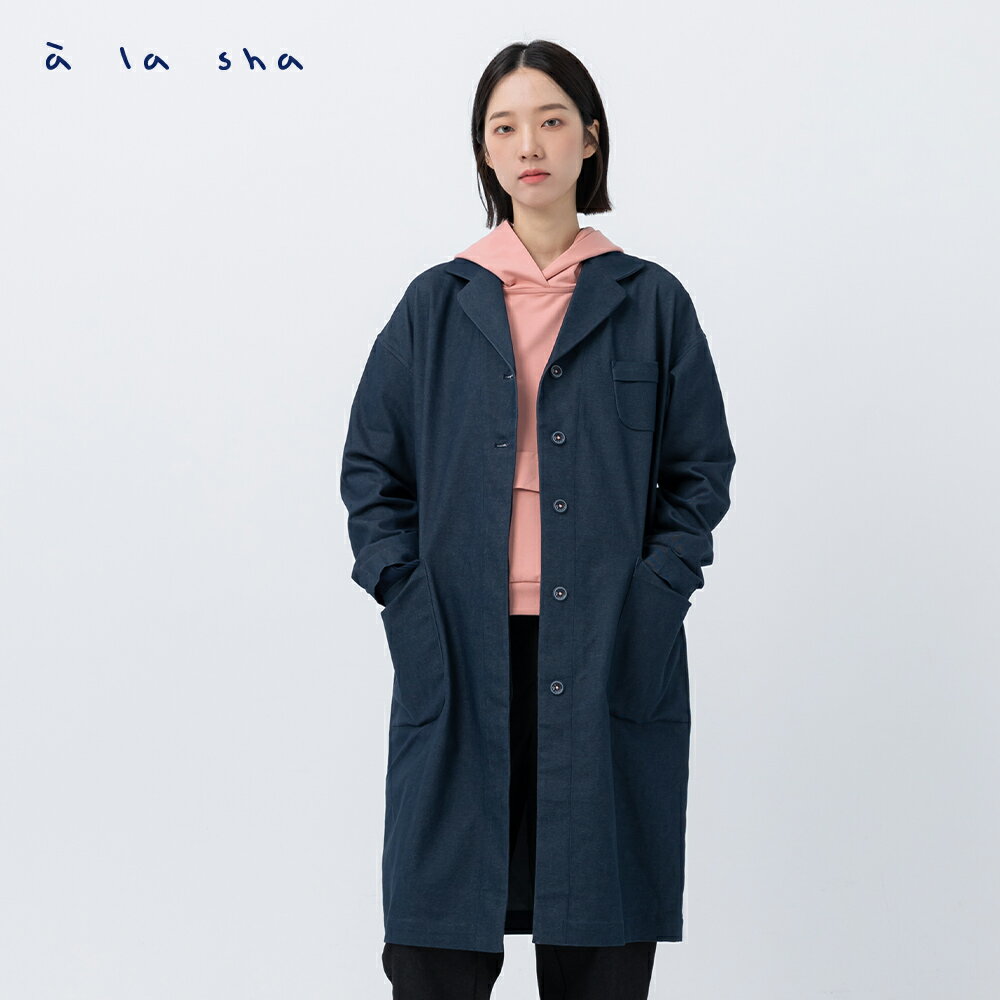 a la sha  拼接針織西裝牛仔外套