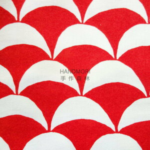 手作森林 日本製 棉麻 1632 紅底 月亮 小林纖維