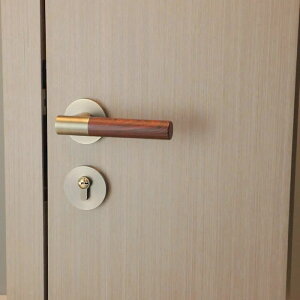 新中式臥室門鎖復古室內分體實木門把手胡桃木靜音磁吸木門房門鎖