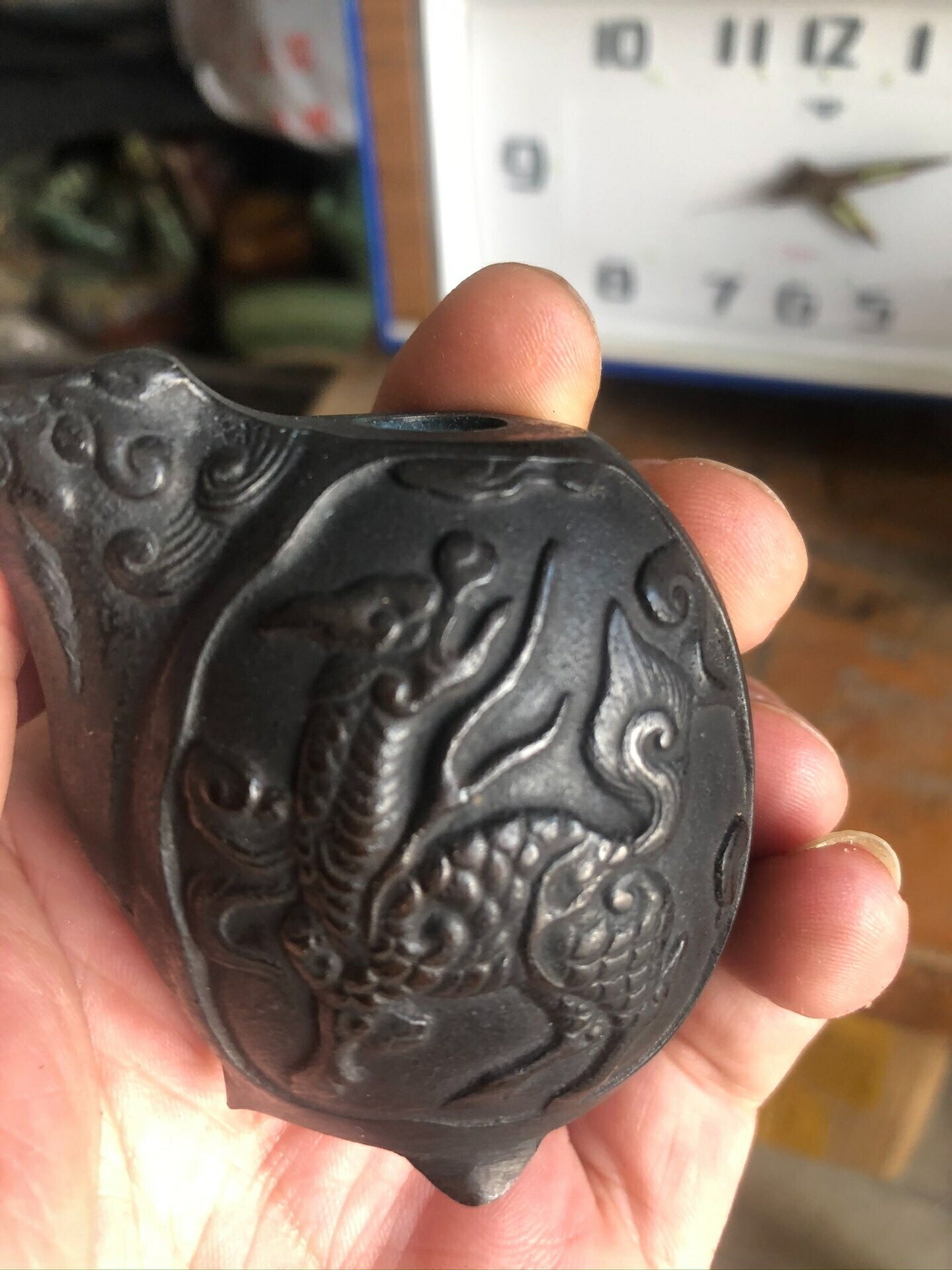 銅水滴水盂硯滴精工文房用品老水盂