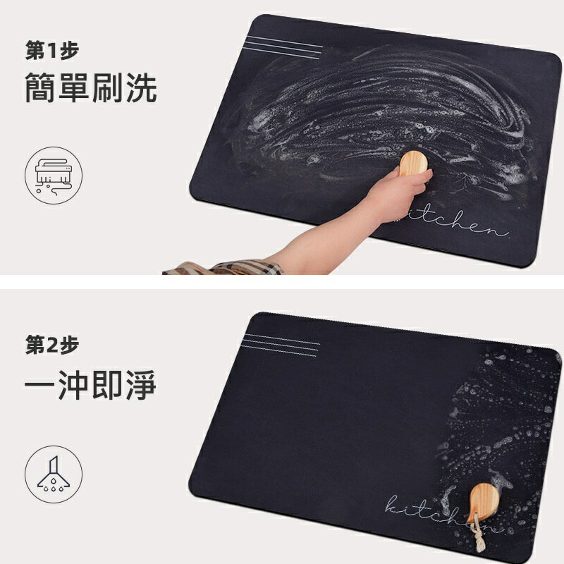 【花屋】台灣現貨 24H出貨 地毯地墊 可擦洗防油污廚房地墊 玄關 麂皮絨環保皮革防水防滑廚房墊 3