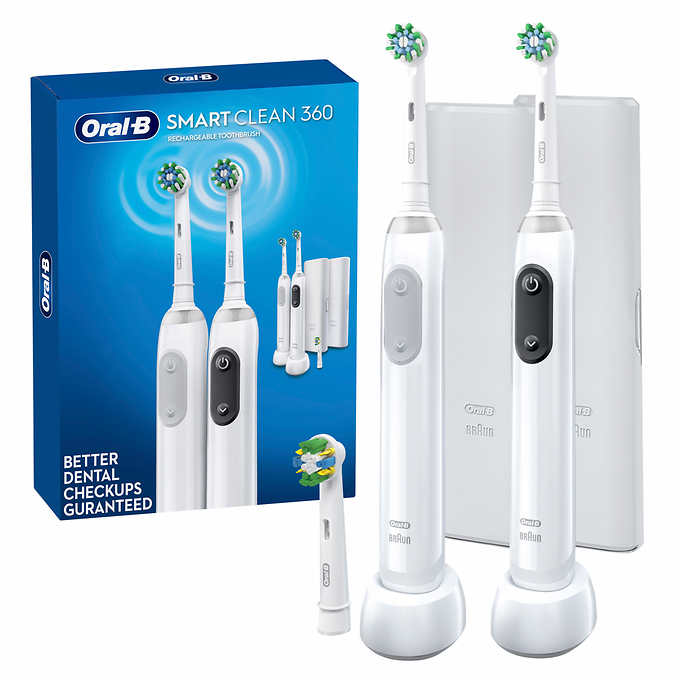 [現貨1組出清dd] Oral-B Smart Clean 360 充電 電動牙刷 2入組 共3刷頭 旅行收納盒 似台版 PRO3 3D 牙刷 (TC0)A2907391