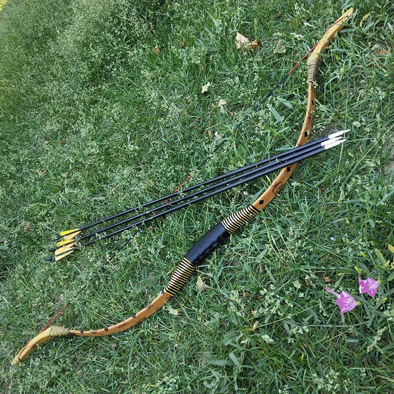 弓箭 兒童傳統反曲弓包郵戶外射擊射箭玩具影視道具娛樂木質弓箭