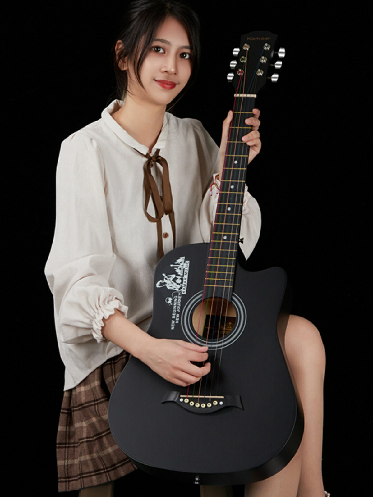 想紅角單板民謠初學者木吉他41寸入門自學38寸碳纖維男學生女生琴
