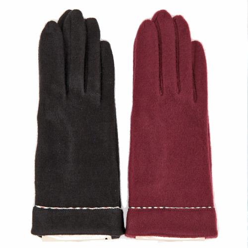 日本 冬季保暖格紋滾邊針織手套(2色)