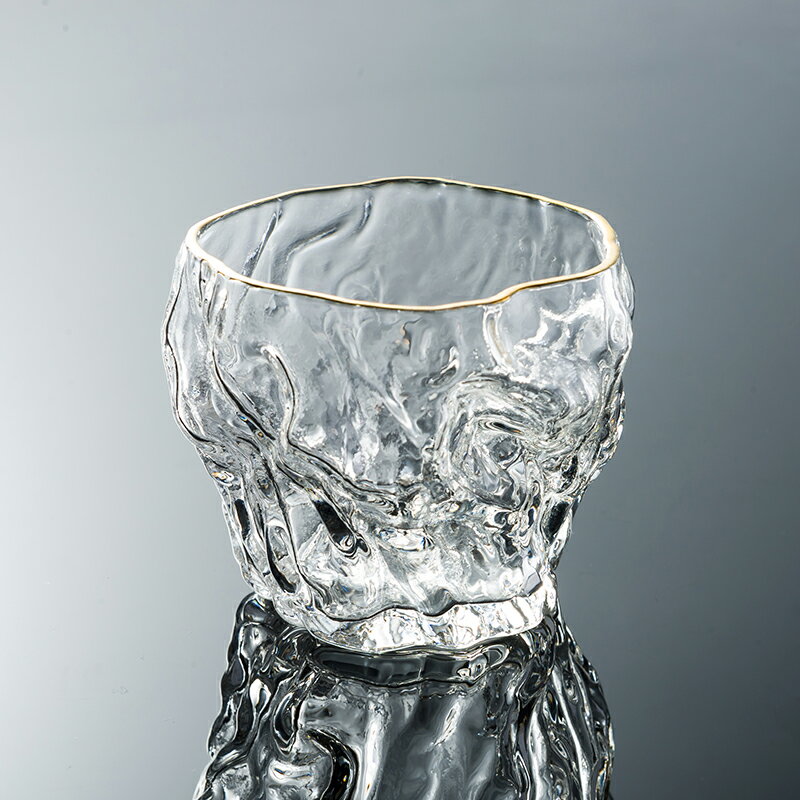 金邊玻璃小茶杯日式錘紋小號茶具品茗杯樹紋透明主人杯功夫茶單個 1