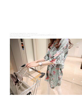 세트套裝衣 新裙 52A4(24489) 歐洲站2015夏季女裝韓味세트套裝短袖上衣兩件套인쇄印畫半身裙修身련옷裙(綠色)