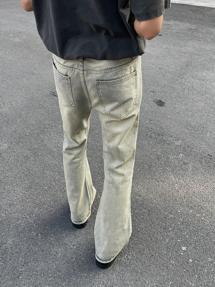 DM Tenacious cleanfit美式復古水洗黃泥休閒直筒微喇牛仔褲男