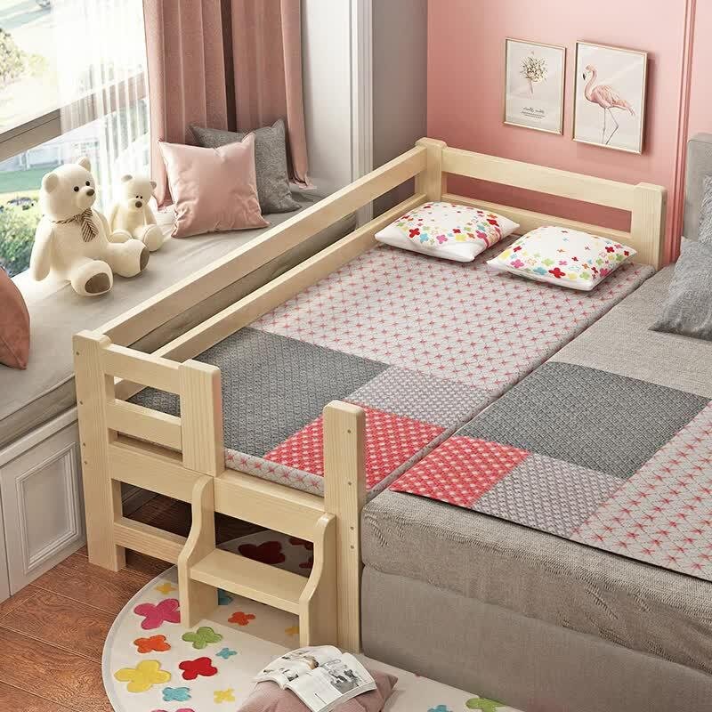 🔥限時八折👑熱銷🌟實木兒童床✔️男孩單人床小床拼接神器嬰兒床拼接大床加寬床邊帶護欄