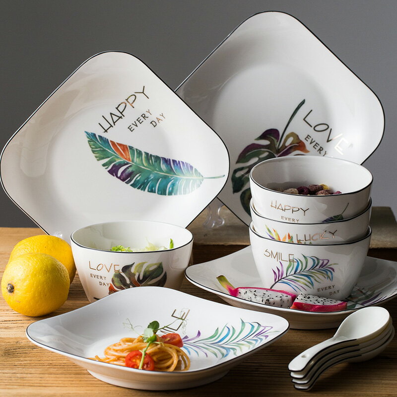 碗碟套裝家用 碟簡約北歐創意日式餐具4/6人碗筷子吃飯碗盤子陶瓷