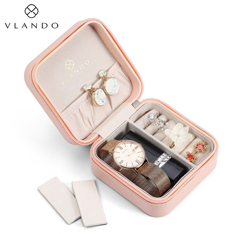 VLANDO便攜式首飾盒女公主歐式韓國飾品收納旅行小巧耳環釘戒指盒