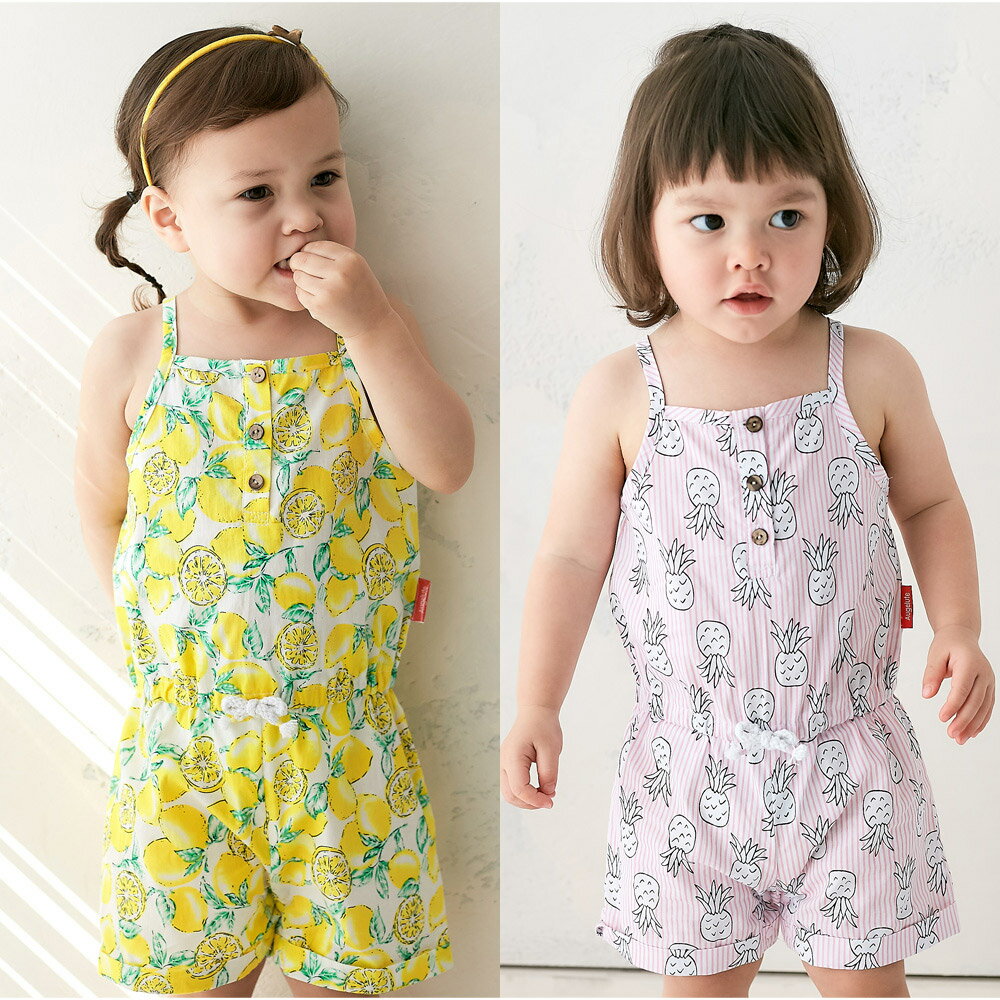 吊帶連身衣 滿版水果印花 吊帶 女寶寶 連身衣 爬服 爬衣 哈衣 80010