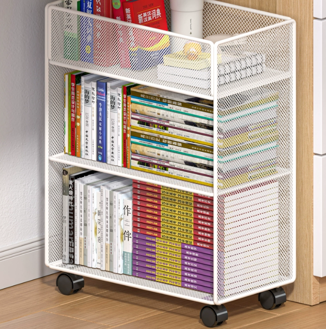 置物架 可移動書架兒童桌下書本收納櫃子帶輪書包置物架家用落地簡易書櫃