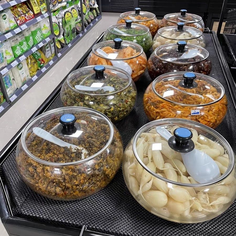 加厚大口鹹菜帶蓋壇子玻璃醬菜醃菜酸野玻璃缸泡菜壇超市專用