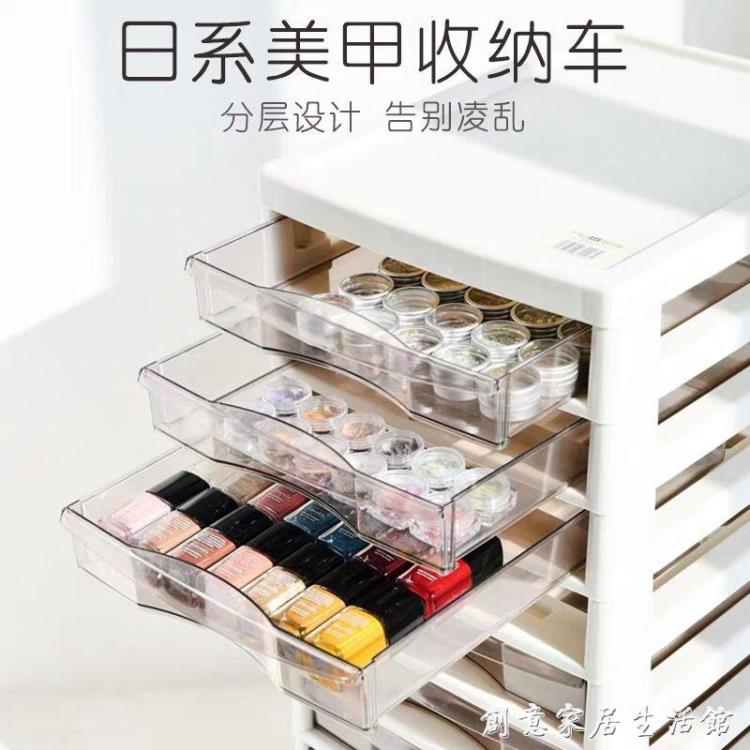 美甲小推車美甲飾品工具收納盒多層桌面置物架可移動抽屜式收納箱