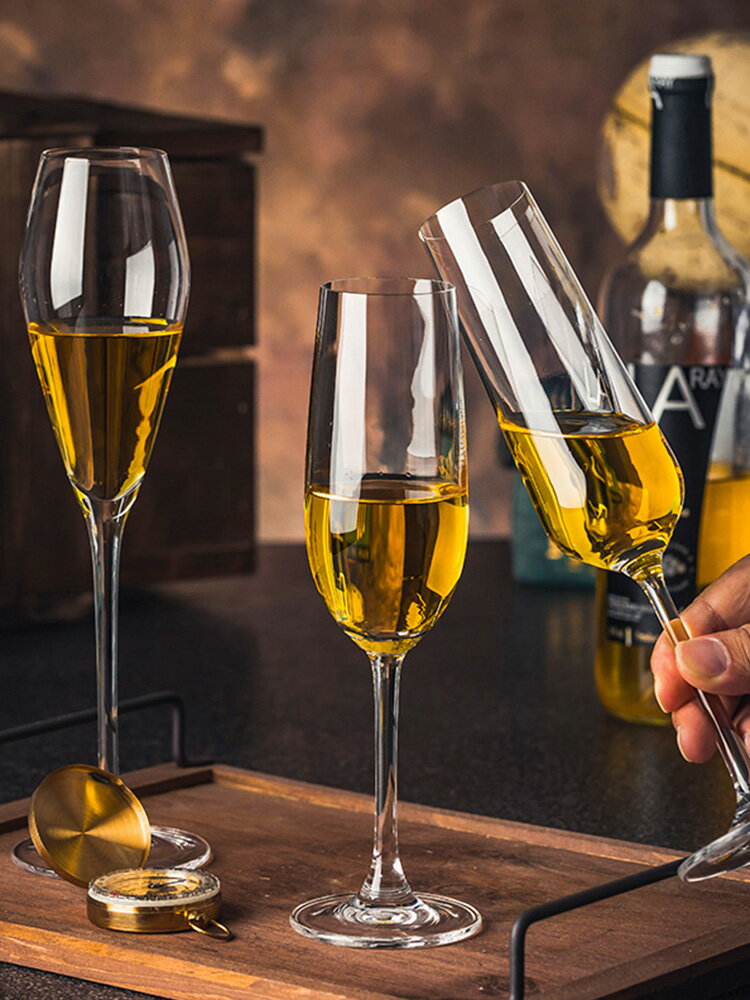香檳杯紅酒杯套裝6只水晶玻璃高腳杯一對情侶起泡酒杯2個創意歐式