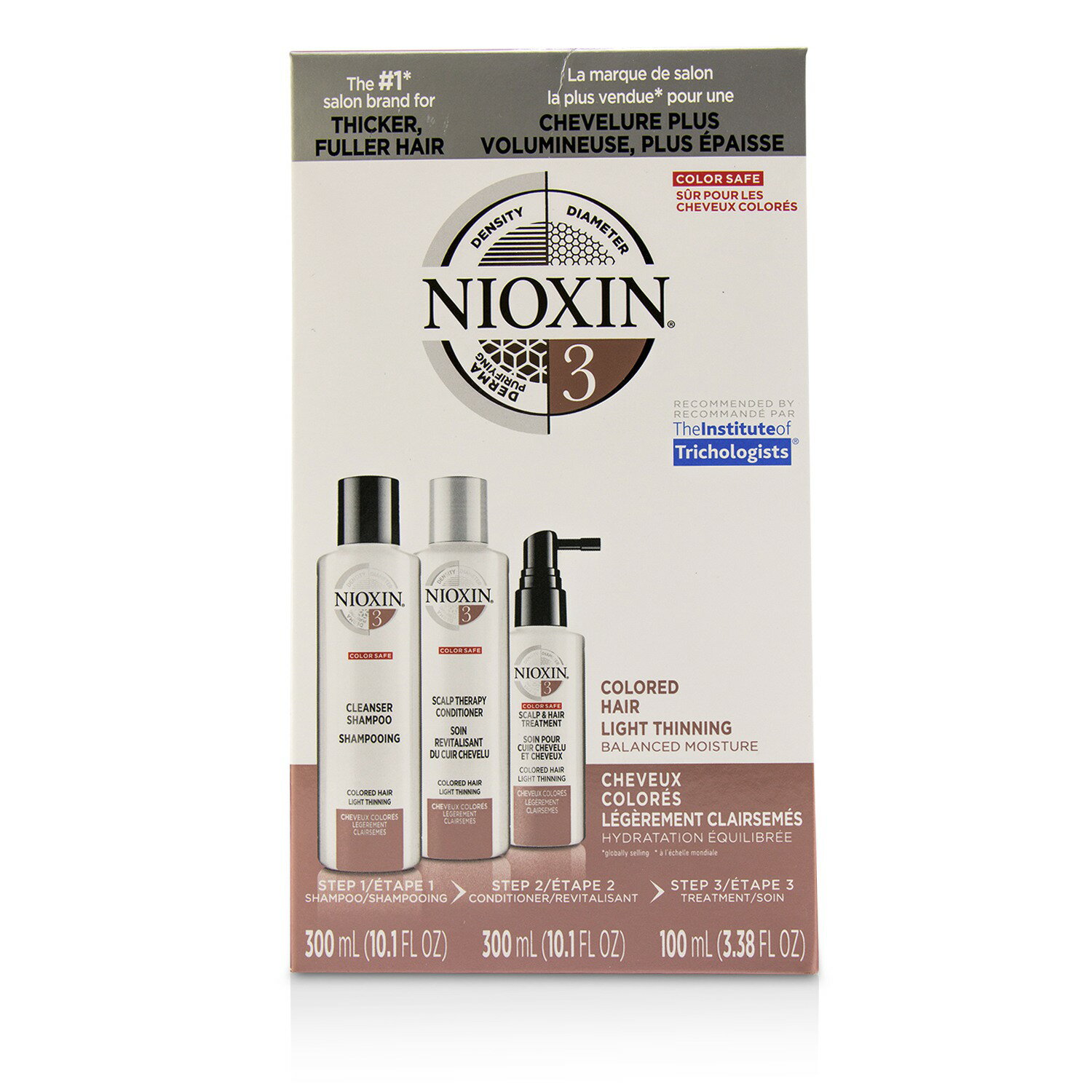 儷康絲 Nioxin - 3D護理系統3號系列(適用於染色頭髮，輕薄，平衡保濕)