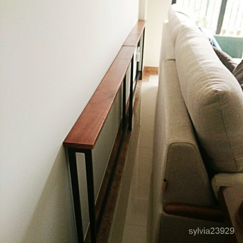 家居客廳沙發后置物架靠墻落地實木床頭收納書架子櫃定製玄關架長條窄邊桌實木置物架