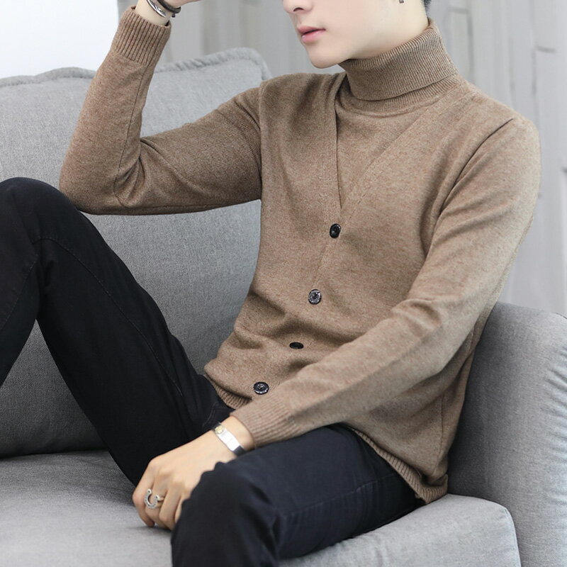 男士毛衣高領薄款針織衫秋季新款韓版潮流打底衫秋冬裝線衣上衣服
