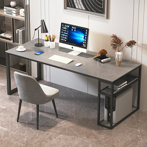 北歐巖板電腦桌臺式現代簡易辦公桌家用大理石輕奢書桌臥室工作臺