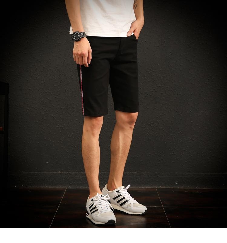FINDSENSE H1 2018 夏季 新款 男 日本 個性 側邊條牛仔短褲 五分褲 中褲 白色牛仔褲 潮流褲子