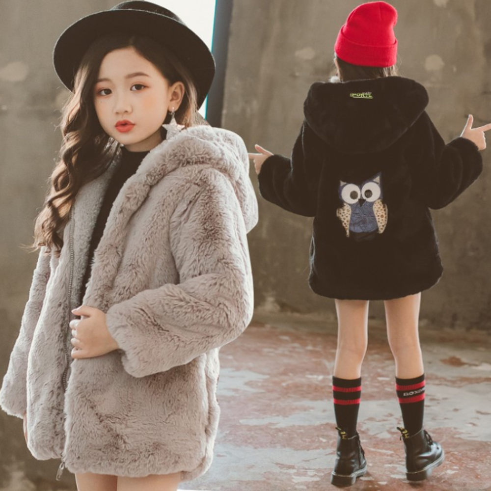 女童童裝冬季新款韓版時尚加厚保暖毛毛外套HD024