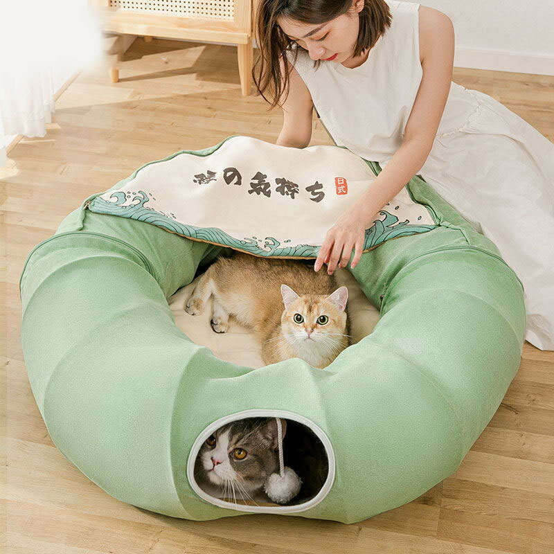 貓隧道貓窩四季通用日系貓通道可折疊貓咪玩具隧道滾地龍寵物用品
