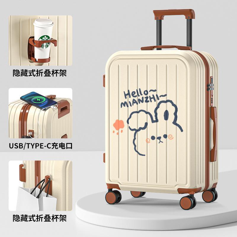 免運 開立發票 行李箱 旅行箱 行李箱女2024新款旅行箱學生可愛密碼箱卡通拉桿箱結實耐用28夏季 快速出貨