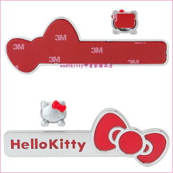 asdfkitty可愛家☆KITTY標誌貼-長條紅蝴蝶結版-機車-腳踏車-汽車-家中大門-冰箱都可用-日本正版