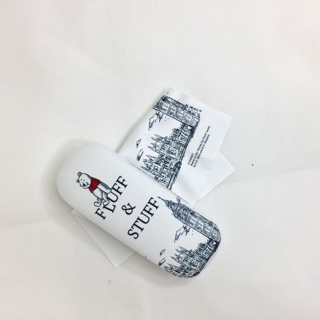 大賀屋 日貨 維尼 眼鏡盒 附 眼鏡布 眼鏡 收納 保護 收納盒 眼鏡布 擦拭布 小熊維尼 迪士尼 J00015312