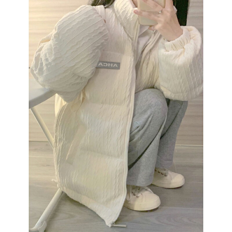國潮牌冬季棉服女oversize設計感小眾加厚保暖面包服棉衣棉襖外套