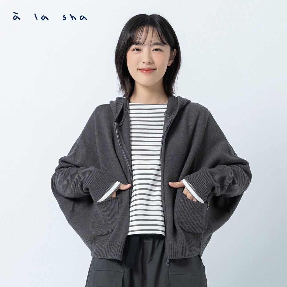 a la sha 針織連帽造型外套