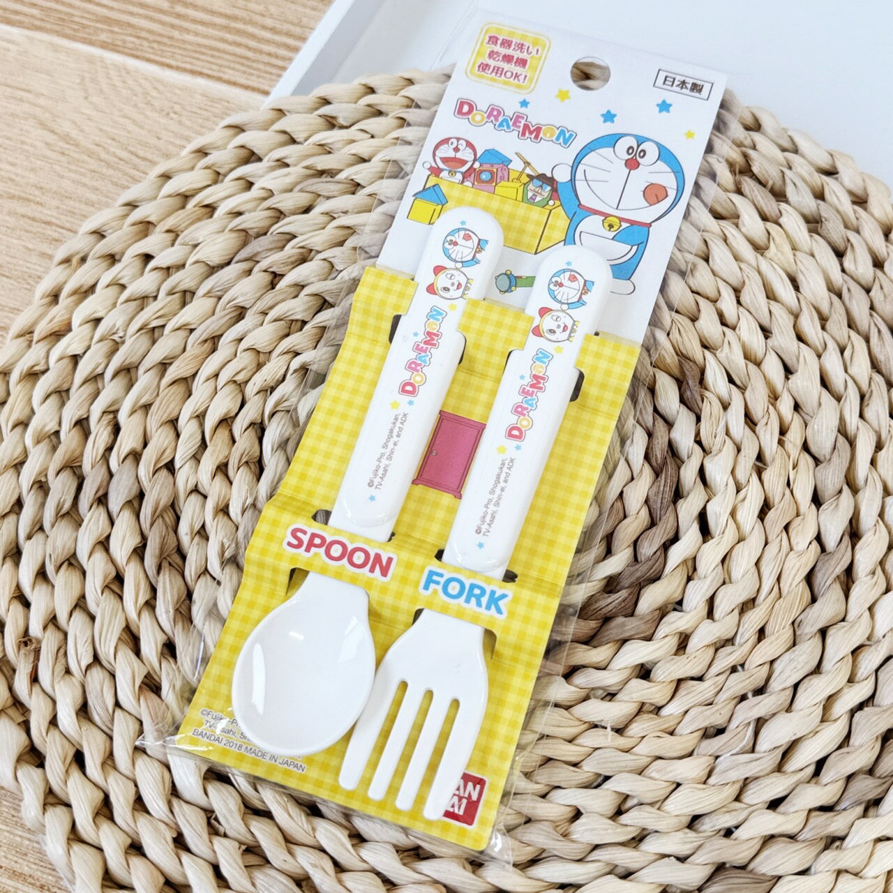日本代購 D166 哆啦A夢 耐熱 湯匙 叉子 兒童餐具 Doraemon 學習餐具 日本製餐具