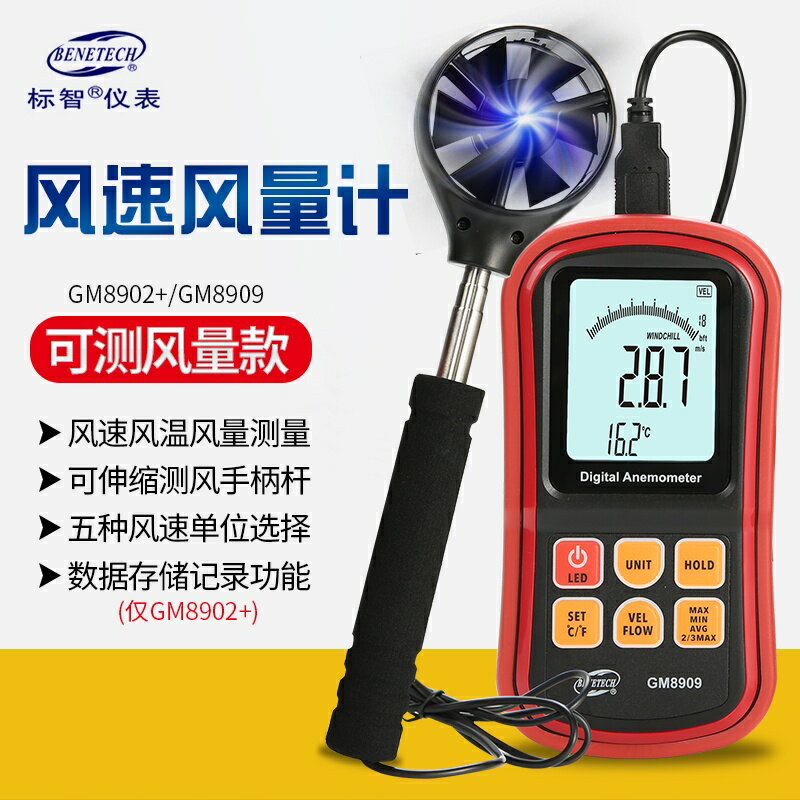 臺灣熱銷 標智風速儀手持式測風儀高精度風速計風量測試儀風量儀風速測量儀