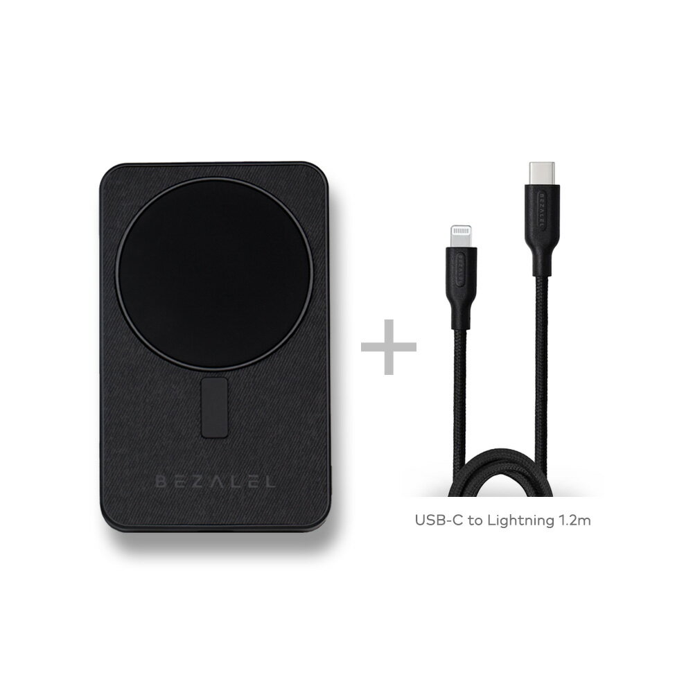 BEZALEL 倍加能 Prelude SE MagSafe 立架式磁吸無線行動電源+BEZALEL 倍加能 MFI認證 USB-C to Lightning 充電線（1.2m）