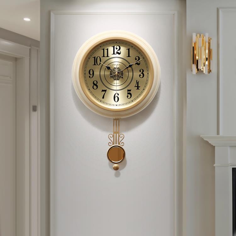 現代簡約美式鐘表客廳時尚輕奢掛鐘個性家用時鐘裝飾藝術搖擺鐘【青木鋪子】